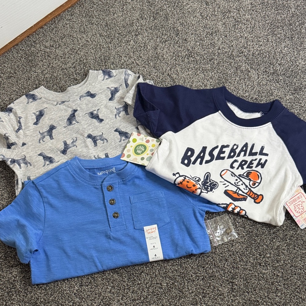 Jumping Beans Short Sleeve Tee Set - Blue, Gray, and White